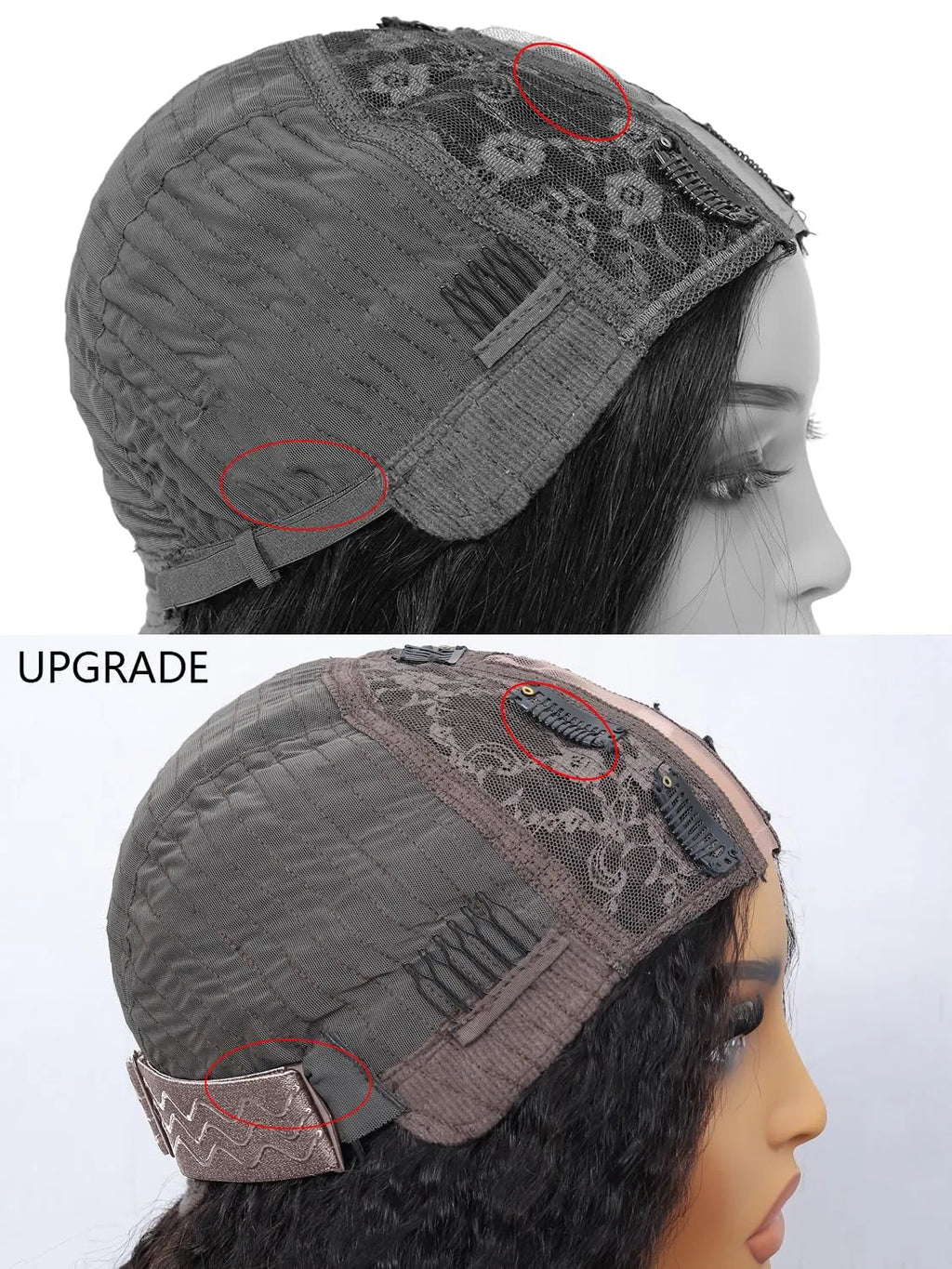 Perruque en cheveux humains crépus raides avec raie en U, qualité 12A, sans colle, à clipser, pour femme, cheveux brésiliens noirs naturels.