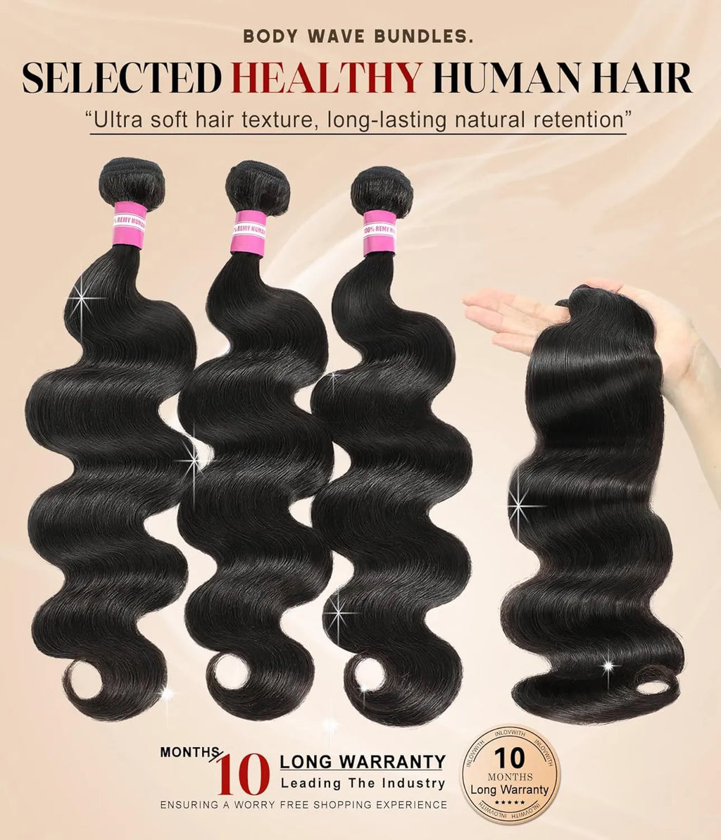 Extensions de cheveux humains sains, ondulés, 100 % naturels, vierges et sélectionnées, cheveux brésiliens Remy, 3 paquets.