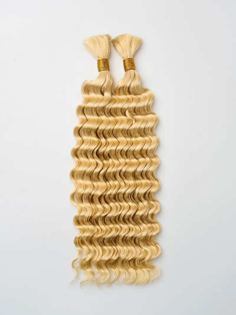 100% human braiding hair for Boho Braids 18 Inch 100g 2 Bundles Deep Wave Bulk No Weft 10A Curly Human Hair bulk unprocessed brazilian hair