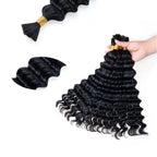 100% human braiding hair for Boho Braids 18 Inch 100g 2 Bundles Deep Wave Bulk No Weft 10A Curly Human Hair bulk unprocessed brazilian hair