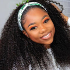 Headband Wigs Human Hair for Black Women Kinky Curly Deep Curly Human Hair Wigs No Lace Front Wig Density Natural Black Color