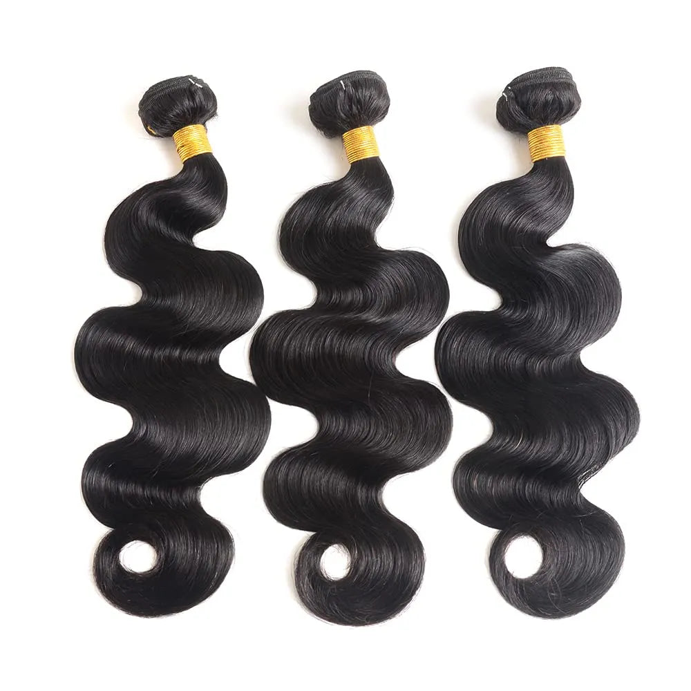 Extensions de cheveux humains ondulés, 3 paquets, 100 % naturels, tissage brésilien brut 10A, couleur naturelle, pour femmes noires.