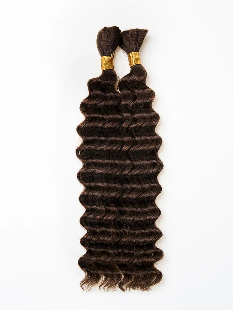100% human braiding hair for Boho Braids 18 Inch 100g 2 Bundles Deep Wave Bulk No Weft 10A Curly Human Hair bulk unprocessed brazilian hair