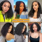 v part wig human hair kinky curly upgrade u part glueless wigs human hair pre plucked for black women 180% density 4x4x1 inch middle net clip in half wig natural black