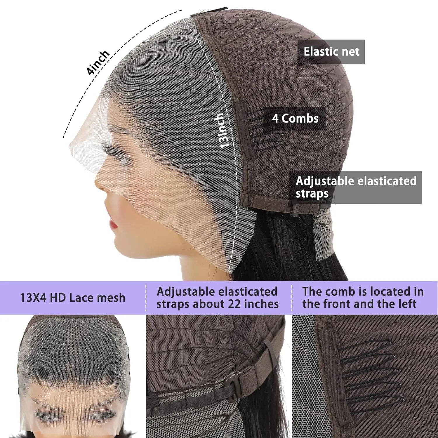 Bob Wig Human Hair 180% Density 13x4 HD Transparent Lace Front Wigs Pre Plucked Short Bob Glueless Straight Wigs for Women Natural Black