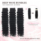 Extensions Deep Wave en cheveux humains bouclés 12A, 100 % naturels, effet mouillé et ondulé, style brésilien, 3 mèches pour femmes noires.