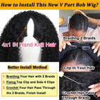 v part wig human hair kinky curly upgrade u part glueless wigs human hair pre plucked for black women 180% density 4x4x1 inch middle net clip in half wig natural black