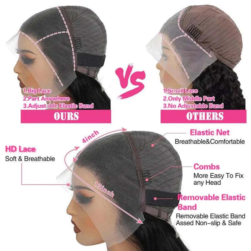 Perruque Bob 13x4 HD Transparent Lace Front 100% Cheveux Humains Pré-épilée Densité 180% Coupe Bob Courte Sans Colle Lisse Cheveux Humains pour Femmes Noir Naturel